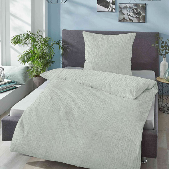 Musselin Bettwäsche 155/220 + 80/80 cm, nilgrün