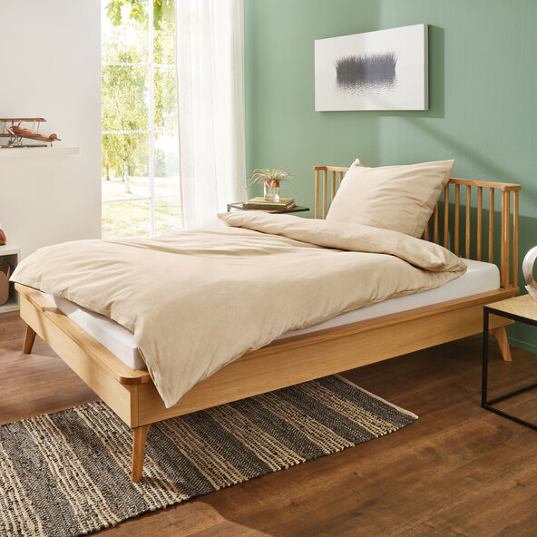 Leinen-Melange Bettwäsche, 135 x 200 cm, beige