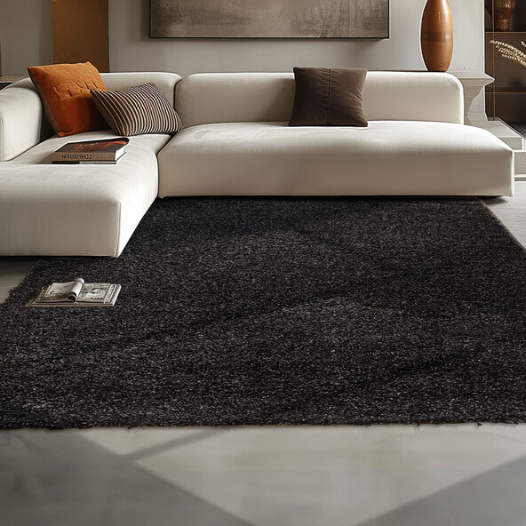 Hochflor Teppich, 80x150 cm, anthrazit