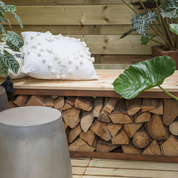 Holzlagerbank Tyr, 120 cm