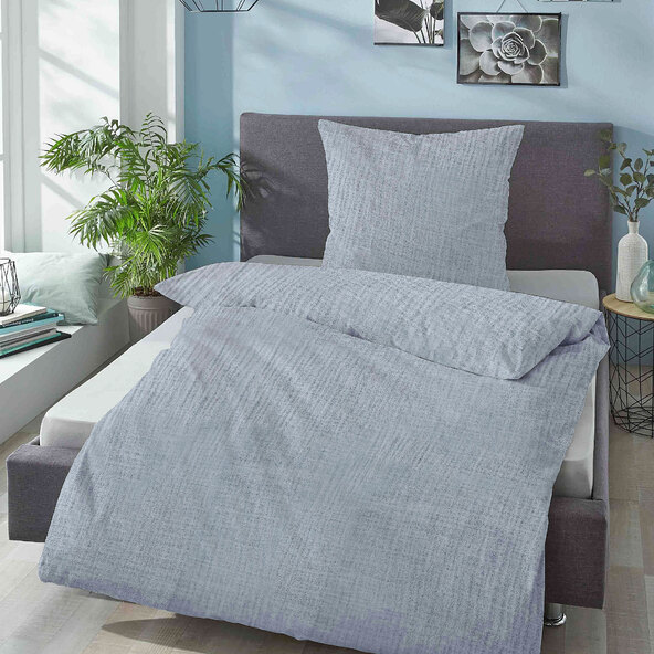 Musselin Bettwäsche 135/200 + 80/80 cm, taubenblau