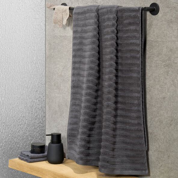 Duschtuch Hoch/Tief, 2er Set, anthrazit