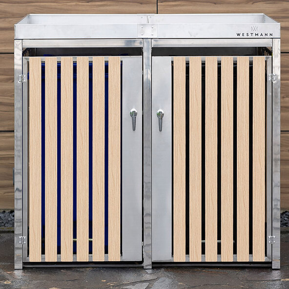 Bepflanzbare Mülltonnenbox Edelstahl, 2 x 240 l