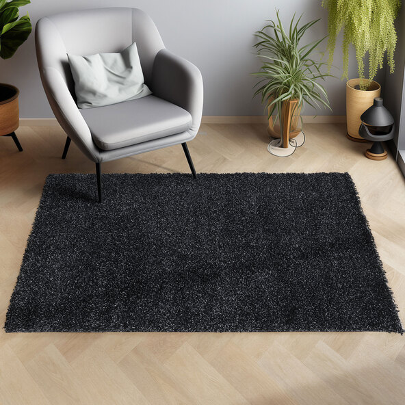 Hochflor Teppich, 80x150 cm, anthrazit