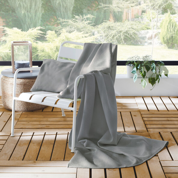 Sommer-/ Tagesdecke mit Leinen, 150 x 210 cm, anthrazit