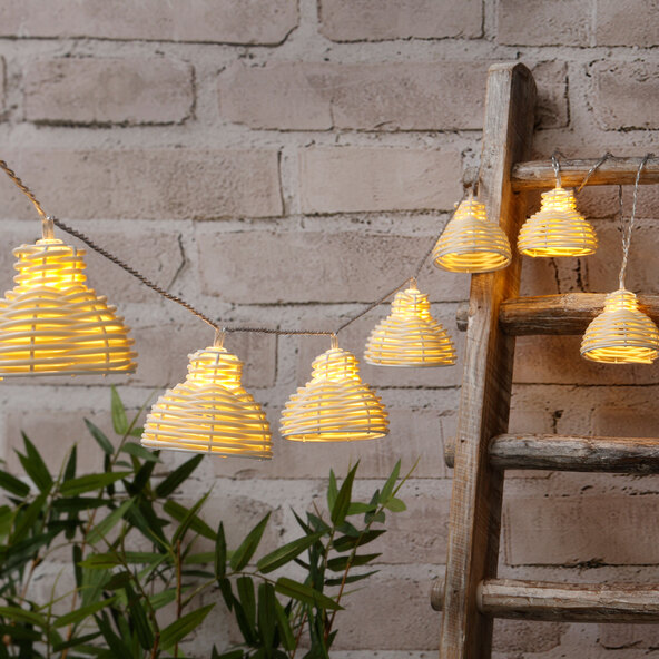 Lichterkette Rattan, Schirm