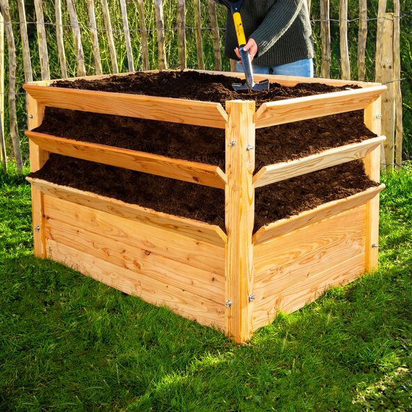 Lärchenholz-Hochbeet Premium XXL Natur, 125 x 91 x 73 cm