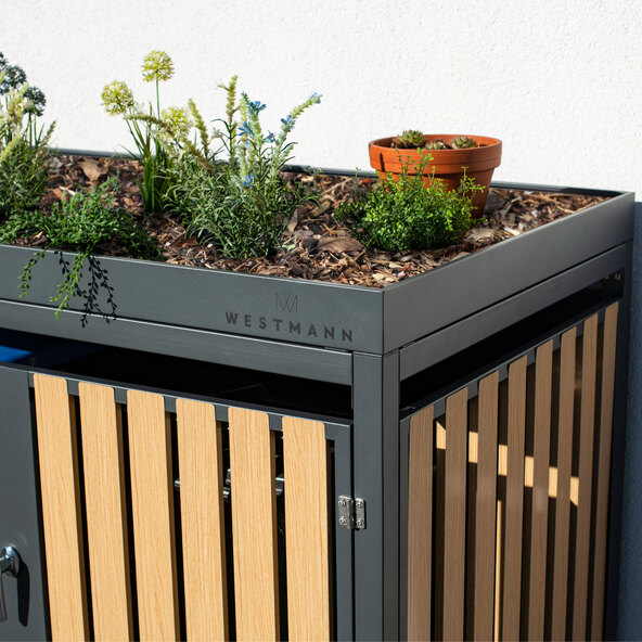 Bepflanzbare Mülltonnenbox Stahl, anthrazit, 2 x 240 l