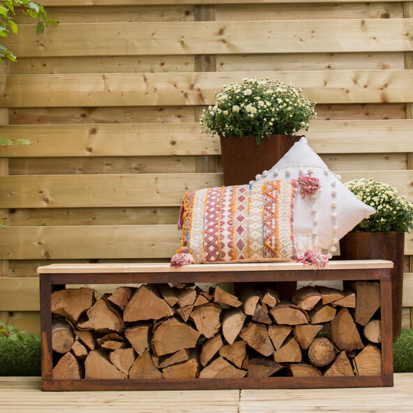 Holzlagerbank Tyr, 120 cm