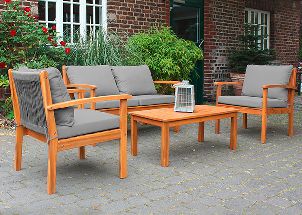 Holz-Lounge-Set, 4-tlg. Holz-Lounge-Set, 4-tlg.