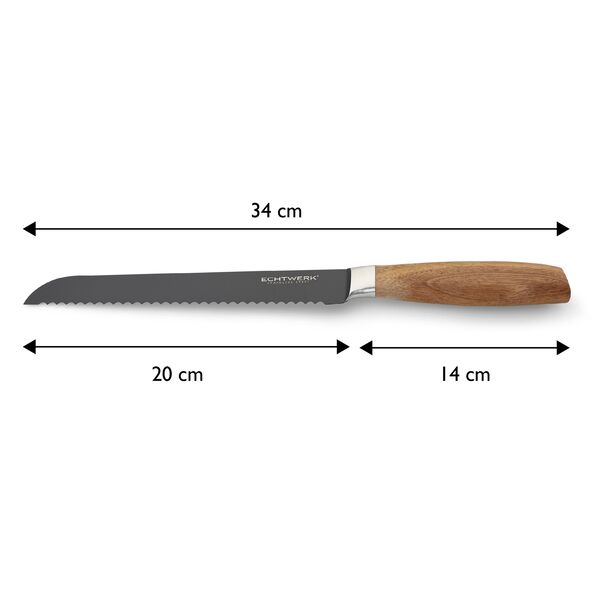 Brotmesser mit Griff aus Akazienholz, schwarz