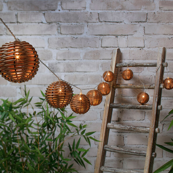 Lichterkette Rattan, Kugel
