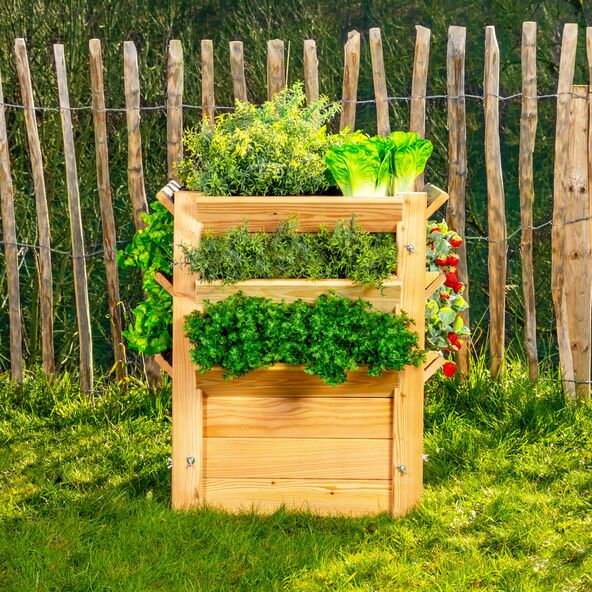 Lärchenholz-Hochbeet Premium L Natur, 66 x 66 x 73 cm