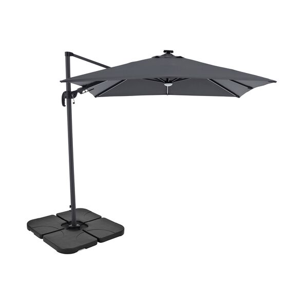 Alu-LED-Solarpendelschirm, 250 x 250 cm, anthrazit