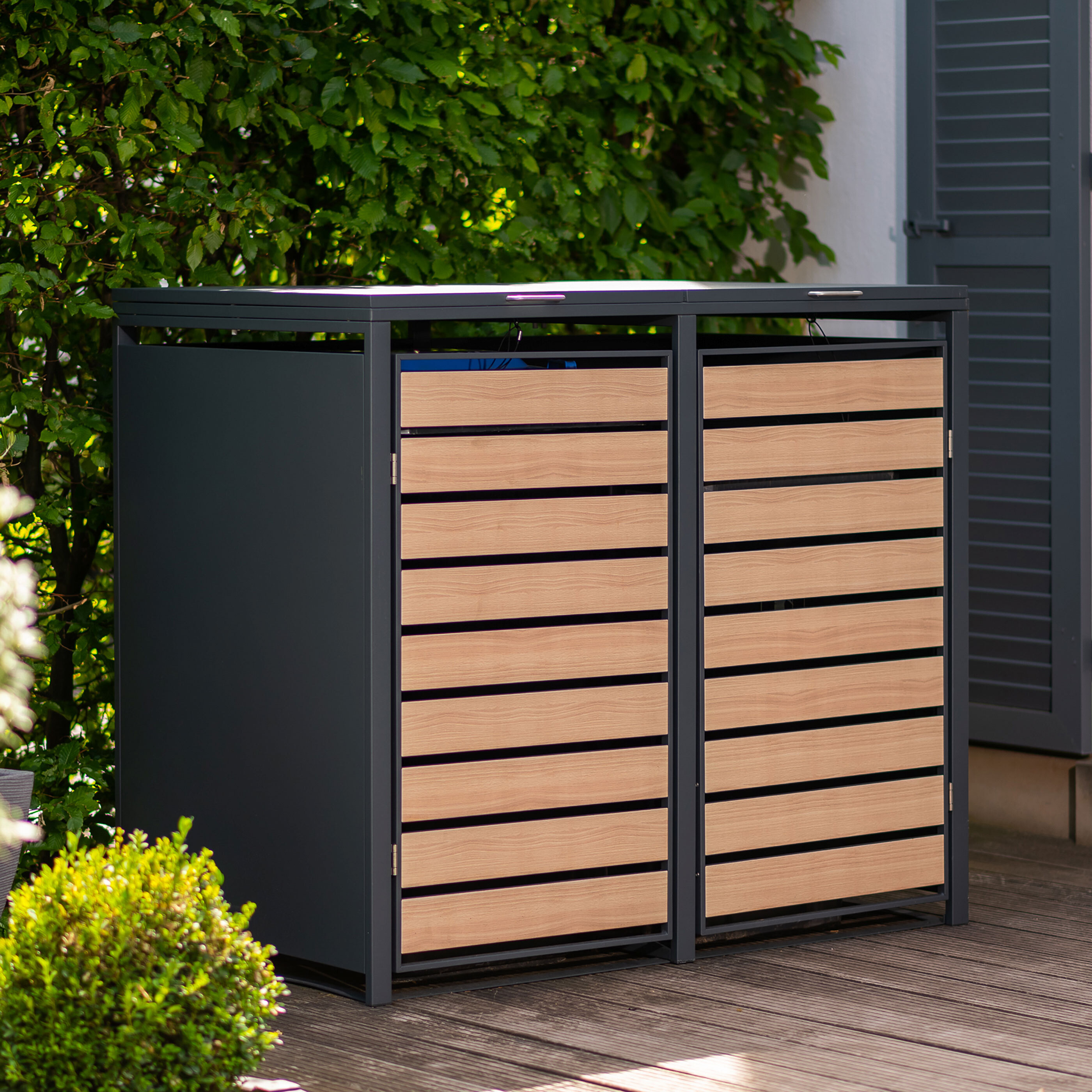 Westmann Mülltonnenbox Stahl mit Deckeln ALDI