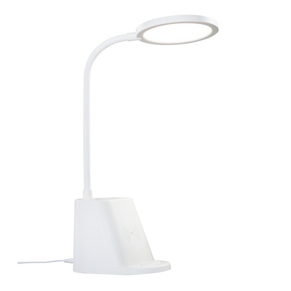 LED-Tischleuchte mit Wireless-Ladefunktion flach, weiß