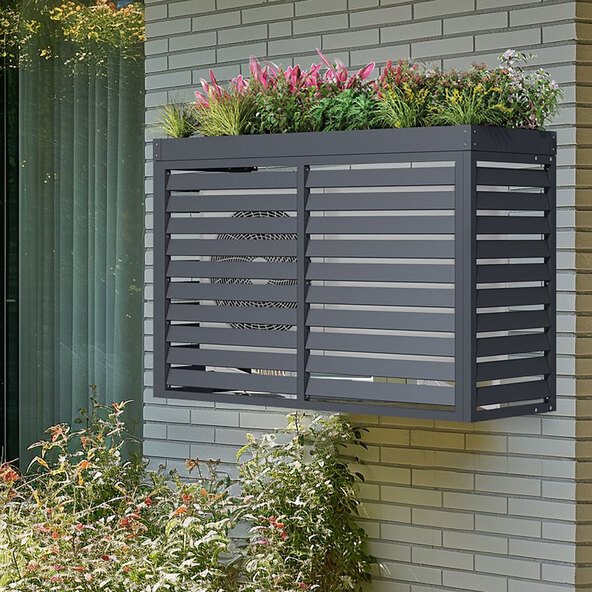 Wärmepumpenverkleidung mit Blumenkasten, 140 x 56 x 94 cm 