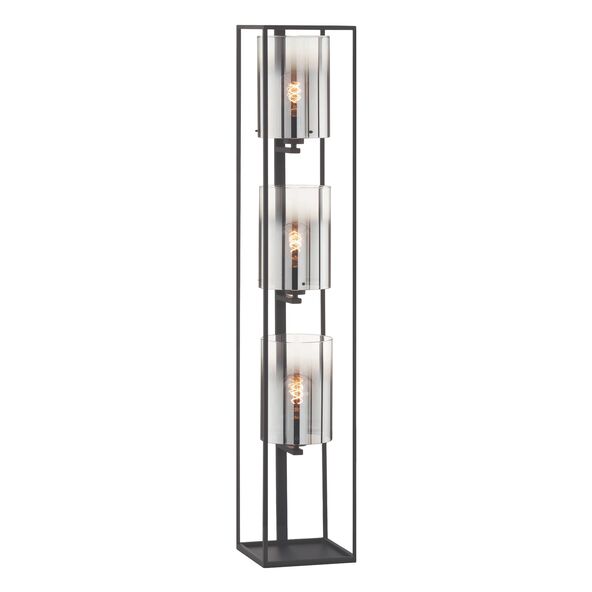 Stehleuchte Samu Stahl/Rauchglas E27, 3-flammig