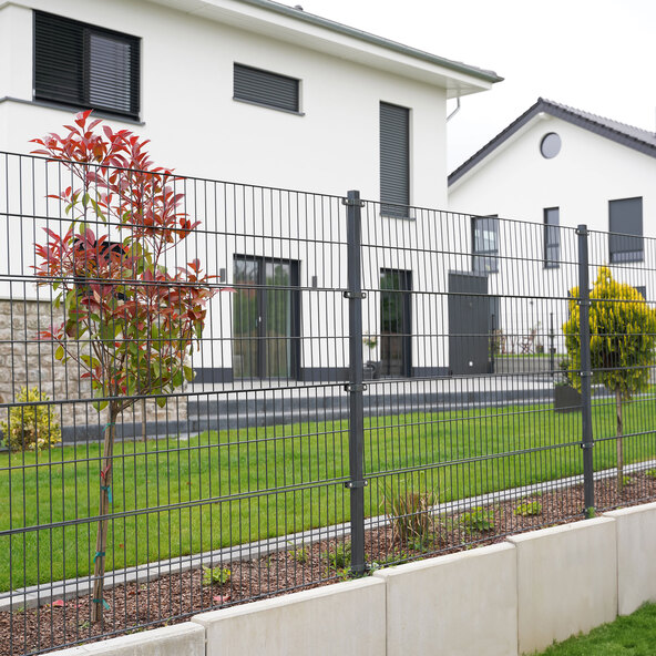 Modulares Zaunsystem, Doppelstabmattenzaun MORATA, anthrazit, 160 cm x 10 m