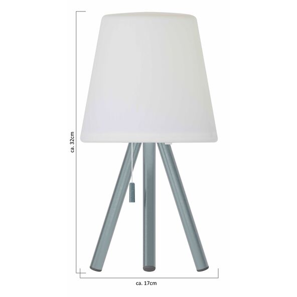 LED-Outdoor-Akku-Tischleuchte, dreibeinig