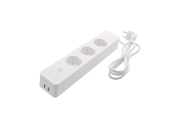3-fach Steckdosenleiste mit 2 x USB