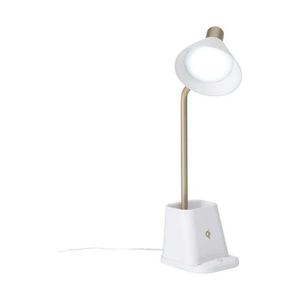 LED-Schreibtischlampe mit Wireless Charging, weiß
