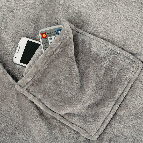 Wohndecke mit Ärmeln, 150 x 240 cm, silber