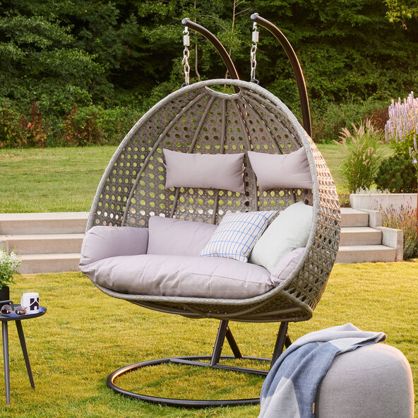 Polyrattan-Hängesessel Twin, grau