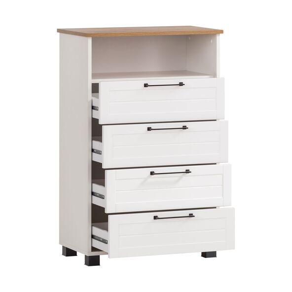 Jelda Highboard 600, mattweiß/Eiche Landhaus
