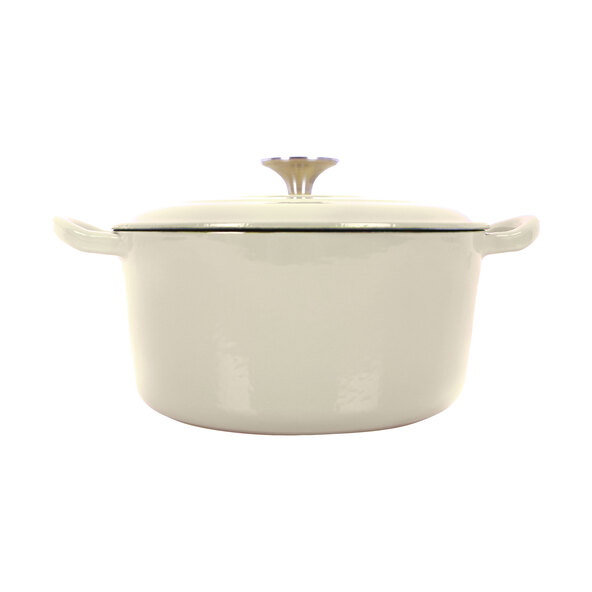 Gusseisener Koch- & Schmortopf mit Deckel, creme