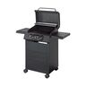 Elektrischer Standgrill eCrave in Schwarz, mit Grillrost, Ablageflächen und Standbeinen vor neutralem Hintergrund.