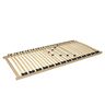 Klappbarer Lattenrost aus Holz mit Metallscharnieren, bestehend aus mehreren horizontalen Latten, die auf einem Rahmen befestigt sind. Der Lattenrost ist für eine Matratze in der Größe 90 x 200 cm geeignet.
