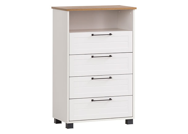 Jelda Highboard 600, mattweiß/Eiche Landhaus