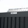 WPC-Sichtschutzzaun CALLADO Premium, bestehend aus vier grauen Elementen und sechs Pfosten, montiert, mit sichtbarer Holzmaserung und einer Höhe von 185 cm.