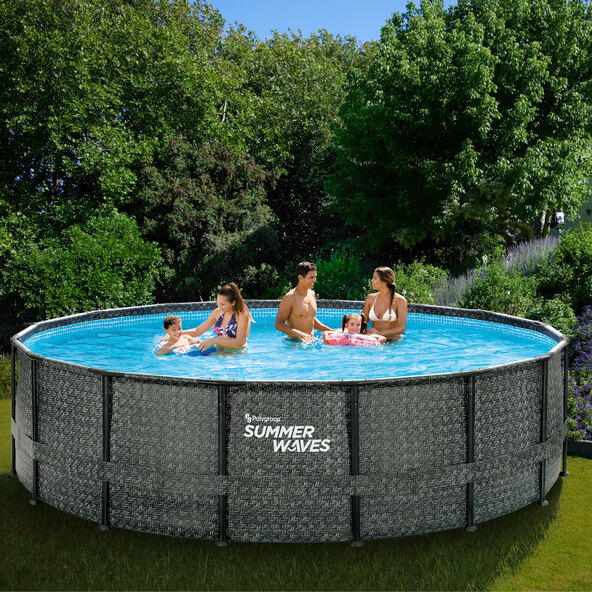 Elite Frame Pool Rund Rattan-Style, Ø 488 cm