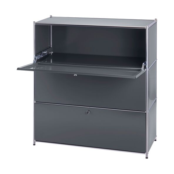 Metallregal mit drei Klappfächern, grau