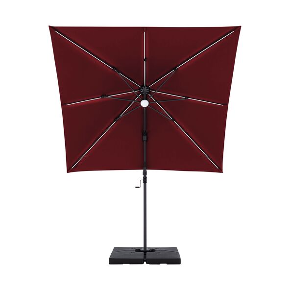 Alu-LED-Solarpendelschirm, 250 x 250 cm, bordeaux