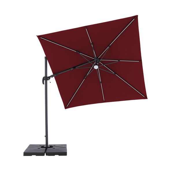 Alu-LED-Solarpendelschirm, 250 x 250 cm, bordeaux