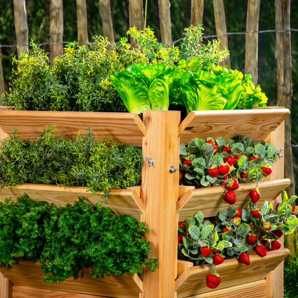 Lärchenholz-Hochbeet Premium L Natur, 66 x 66 x 73 cm