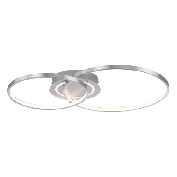 Silberfarbene, runde LED-Deckenleuchte ASMINA mit flachem Design und homogener Lichtverteilung. Die Leuchte ist modern und schlicht gehalten.