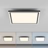 Quadratische LED-Deckenleuchte mit abgerundeten Ecken, die ein helles, gleichmäßiges Licht abstrahlt. Die Leuchte ist weiß und wirkt modern und schlicht.