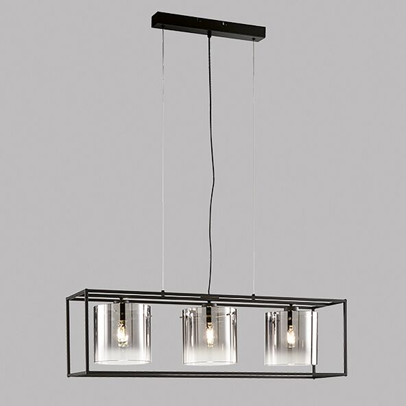 Pendelleuchte Samu, Stahl/Rauchglas, E27, 3-flammig