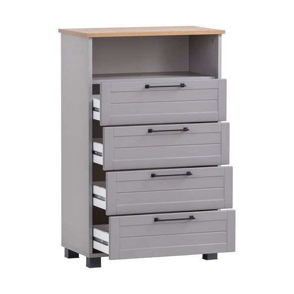 Jelda Highboard 600, platingrau/Eiche Landhaus