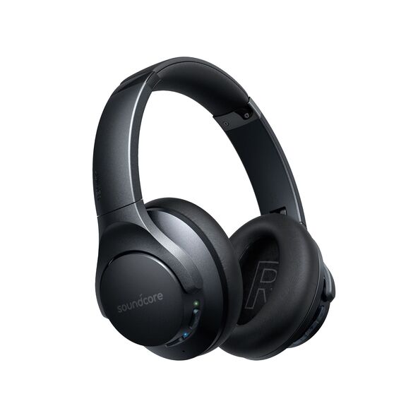 Schwarze Over-Ear Bluetooth-Kopfhörer mit aktiver Geräuschunterdrückung (ANC) und weichen Ohrpolstern.
