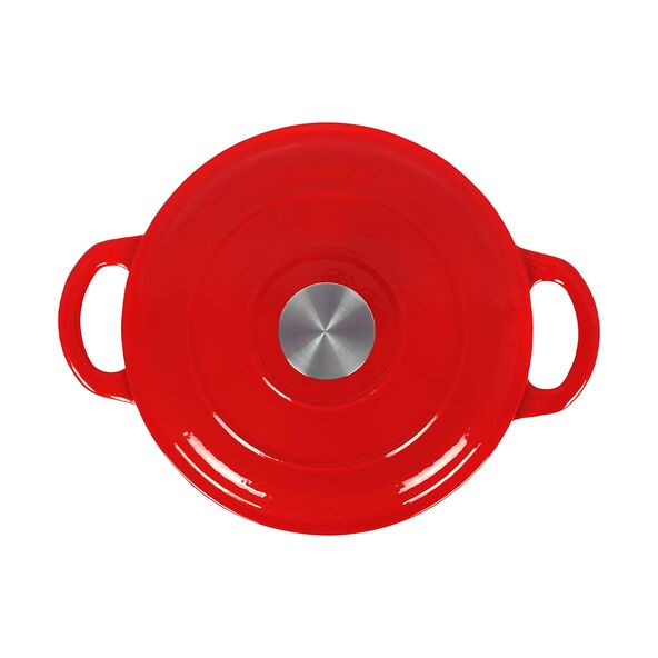 Gusseisen Koch-/Schmortopf mit Deckel, rot