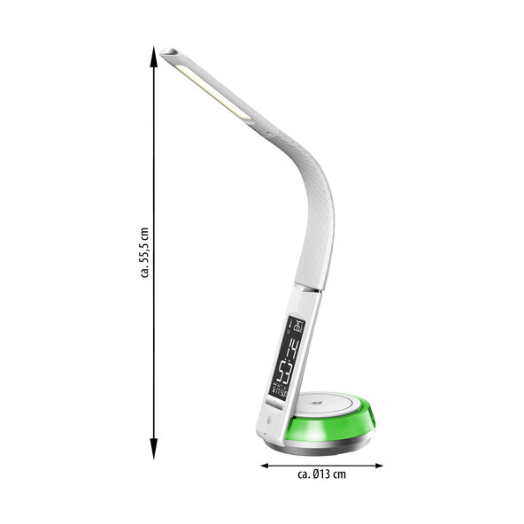 LED-Schreibtischlampe mit Wireless Charging, weiß
