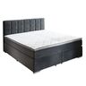 Anthrazitfarbenes Boxspringbett Premium mit einem gepolsterten Kopfteil und einer Matratze, Größe 180 x 200 cm, freigestellt vor neutralem Hintergrund.