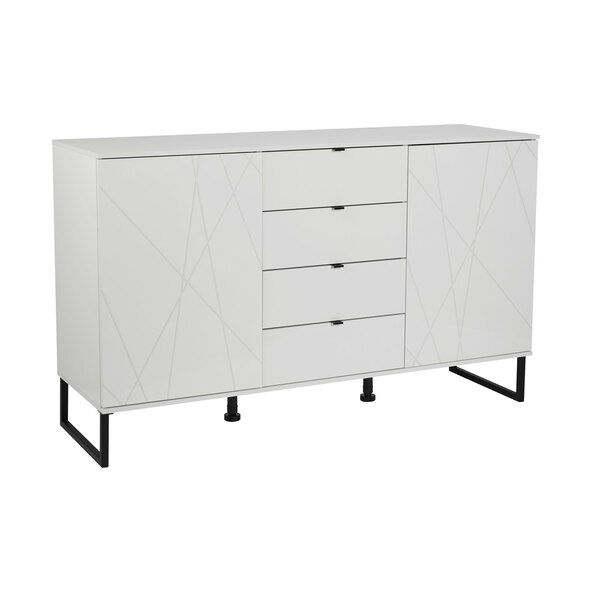 Hochglanz-Sideboard mit 3D-Optik, weiß