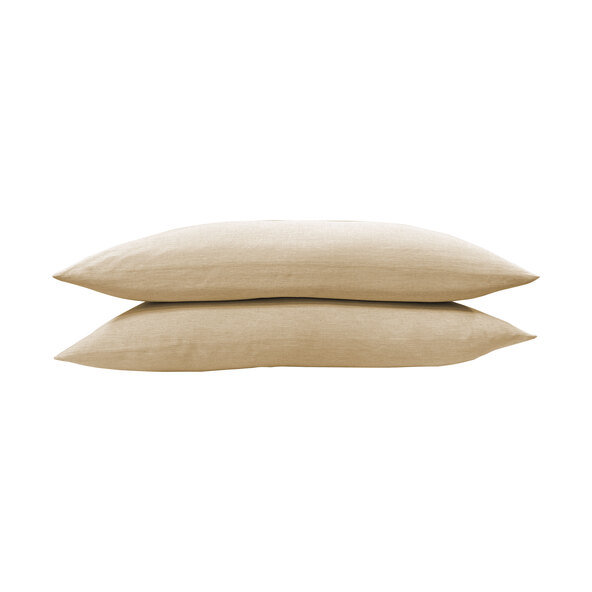 Leinen-Melange Kissenbezüge, 2er Set, beige