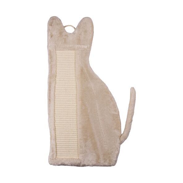 Beiges Kratzbrett Set, bestehend aus fünf Teilen unterschiedlicher Formen, zur Krallenpflege und Beschäftigung von Katzen.